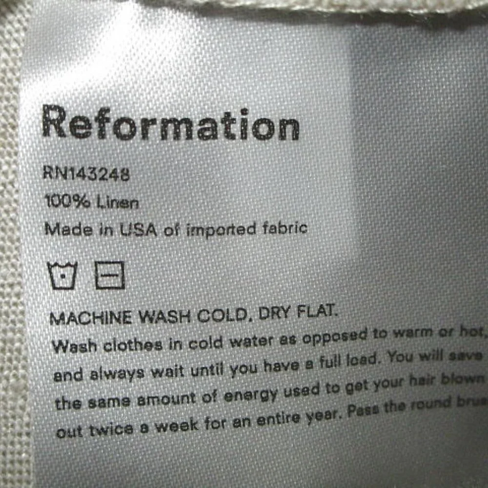 Reformation The Avalon Linen Trousers Size 14 Pleated Pockets High Rise Pants